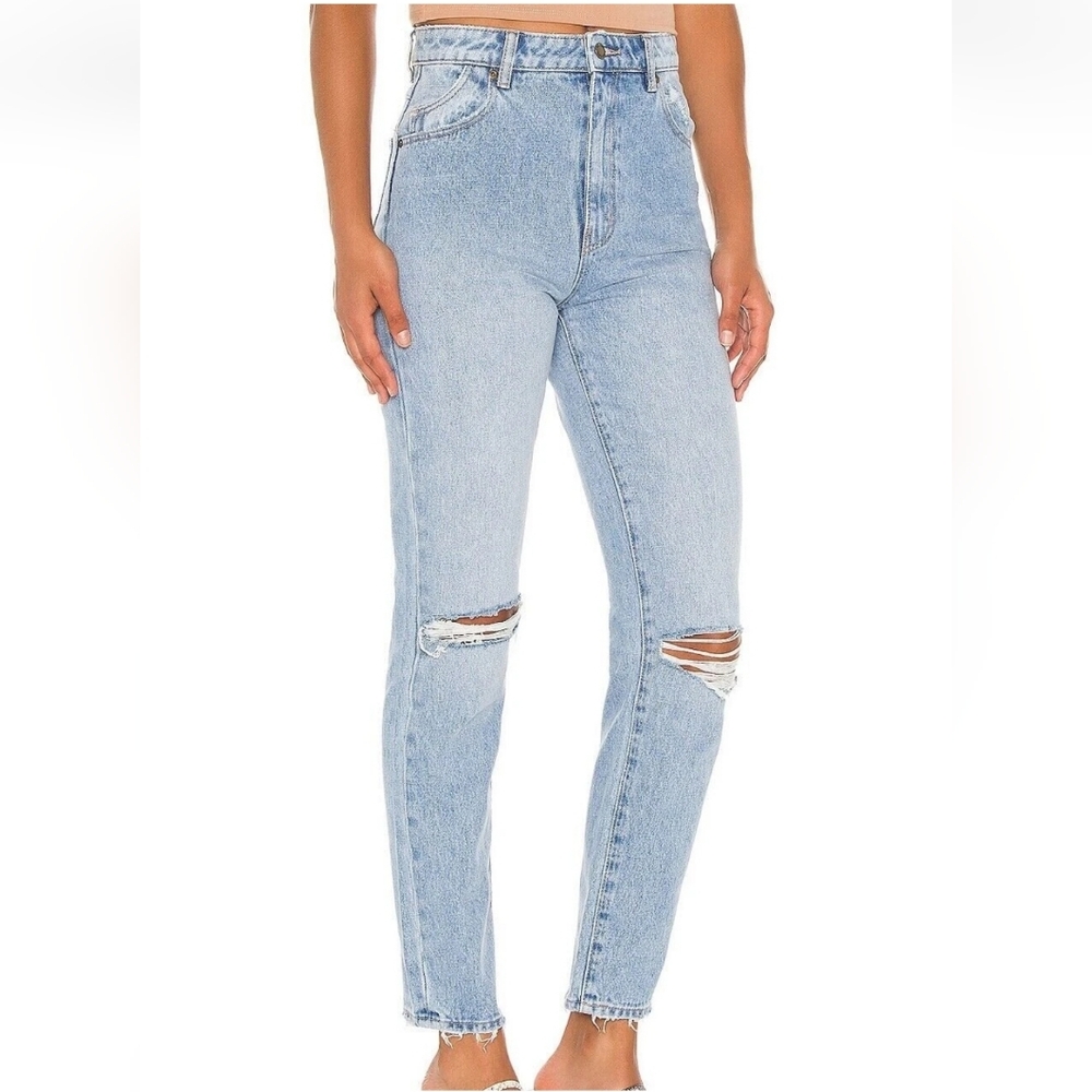 ROLLA'S DUSTERS-Old Stone Rip Womens High-Rise Slim Straight Blue Jeans Pants 26
